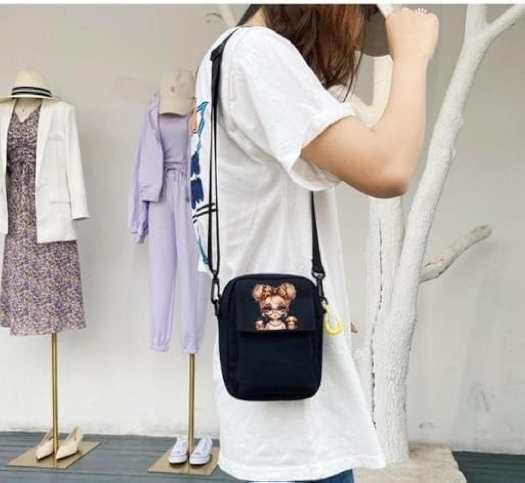 Fashionable Handmade Canvas Sling Bag, Black