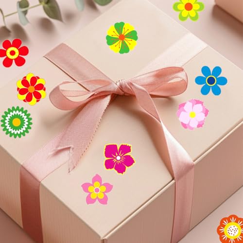 Image of 500Pcs Holographic Flowers Stickers Rolls 1in Laser Waterproof Stickers for Kids 10 Colors Flowers Self-Adhesive Sticker Rolls for Classroom Reward Scrapbook Journal Envelope Decorations