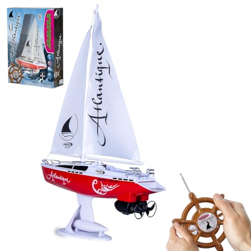 JAMARA 040250 - Barca a Velo Atlantique, 27Mhz, 2 Canali RTR, Rosso/Bianco