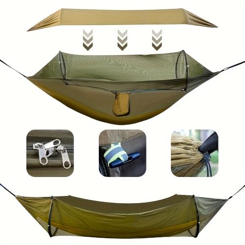 Double Sleeping Camping Hammock WithMosquito Net, Lightweight Hammock for Outdoor Travel BackpackingAnd (1, 3-in-1)