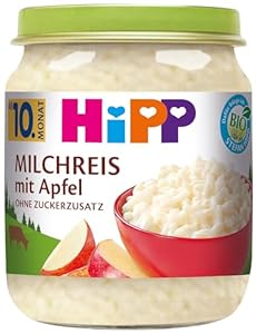 HiPP Bio Milchreis mit Apfel (6 x 200g), ohne Zuckerzusatz, schmeckt warm & kalt, in bester Bio-Qualität