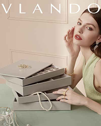 Vlando New Miller Jewelry Trays Stackable Showcase Display Drawer Organizer Storage- Multi-Purpose,Multiple Combinations, Large Capacity Multi-Layer Design And Fashion(Grey) #TOP6