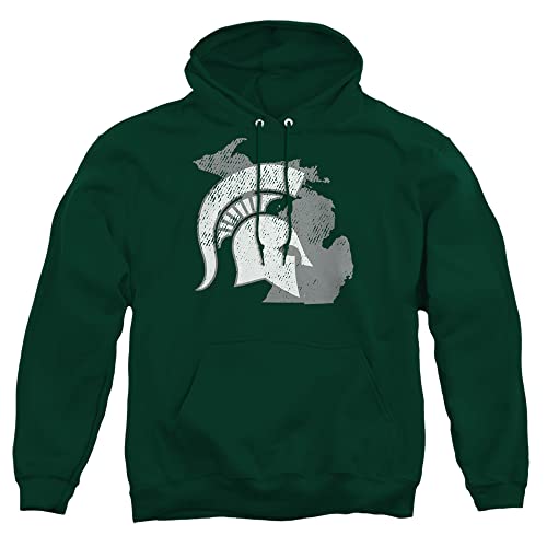 Michigan State University Official State Shape Unisex Adult Pull-Over Hoodie,Hunter Green, 3X-Large