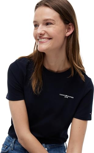 Tommy Hilfiger Damen T-Shirt Kurzarm 1985 Rundhalsausschnitt, Blau (Nos Desert Sky), XS – Ansicht 3