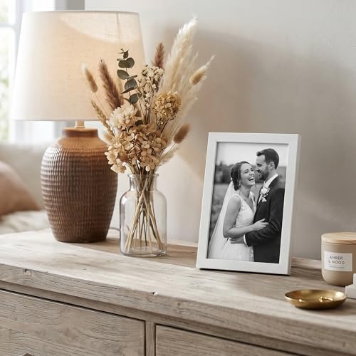 Image of Americanflat 4x6 Picture Frame with Shatter-Resistant Glass - Streamline Collection - Thin Border Photo Frame for Tabletop and Wall Display - Hanging Hardware and Easel Stand Included - White