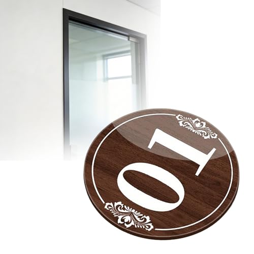 Étiquettes numérotées autocollantes acrylique grain de bois marron 5cm pour rangement