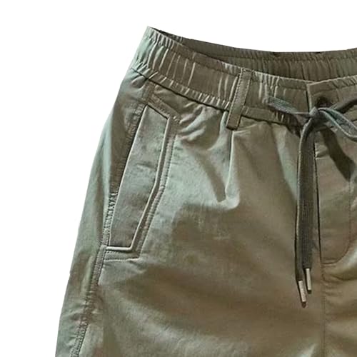 Shorts casuales de poliéster con cintura elástica y cordón, 9 in miniatura 3