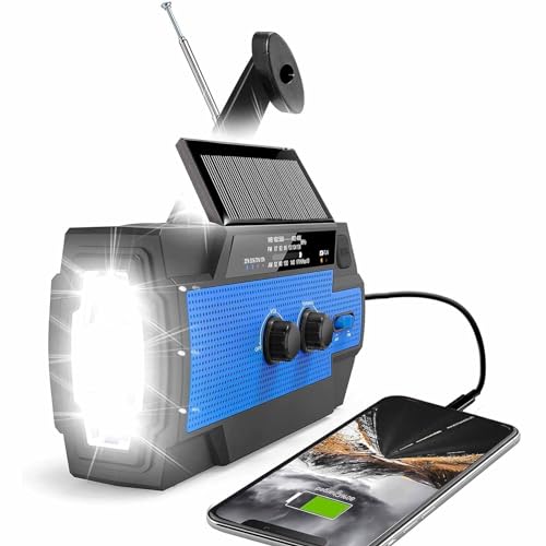 Revwer オールインワンラジオ、ハンドクランク緊急ラジオ、緊急ラジオハンドクランクソーラー、Am/Fm/Sw NOAAウェザーラジオ、NOAA緊急気象ラジオ、Trailblazer 緊急ソーラー電源ラジオ2.0