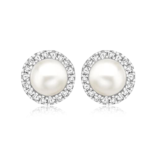Boucles d'oreilles Argent 925 Femme avec Perle d'eau douce et Zirconium 8.58.9819