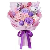 Polylove Flowers for Delivery Prime Forever Flowers Bouquet with Bear Flower Gift for Wife Women Mother Day Birthday