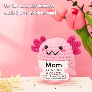 Mom Gift from Daughter, Mini Handmade Crochet Axolotl Gift for Mother's Day, Birthday & Christmas, I Love You Sentimental Funny Cute Small Unique Presents for Mama, Axolotl Doll Gift Mom Gift from Daughter Mini Handmade Crochet Axolotl Gift for Mothers Day Birthday Christmas I Love You Sentimental Funny Cute Small Unique Presents for Mama Axolotl Doll Gift