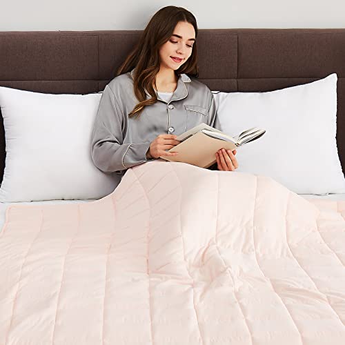 Manta pesada para adultos de 15 libras CuteKing color rosa de 48x72 pulgadas con cuentas 7