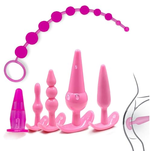 Erotic Toys Silicone Anal Butt Plug Training Set Anal Sex Toys Plug Expansion Stimulation Butt Plug Anal Trainning for Couples Women Gay Lesbian (Pink)