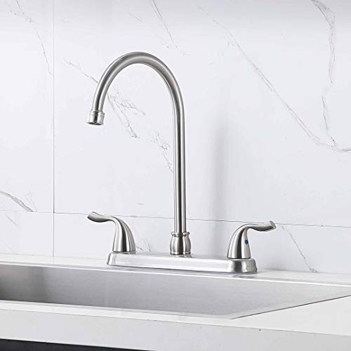Hotis Stainless Steel Two Handle Kitchen Faucet for Mobile Motor Homes,Trailers, Campers , Brushed Nickel Lead-Free Faucet Kitchen