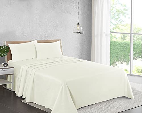 Drap plat uni 100 % coton, ultra doux, de qualité hôtelière supérieure, sans repassage, facile d'entretien, infroissable, anti-taches et à la...