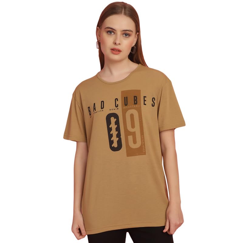 Image of Round Neck Cotton Printed Women Regular Fit Tshirt-P1950