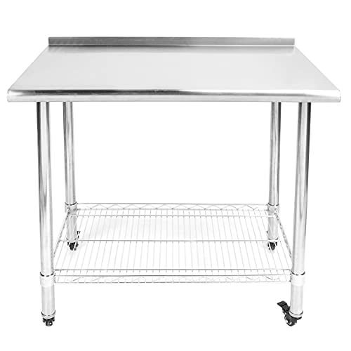Ldafava Banco de Trabajo de 2 Capas con Mesa de Trabajo de Acero Inoxidable de Placa de defundidos para la Escuela de Hospital