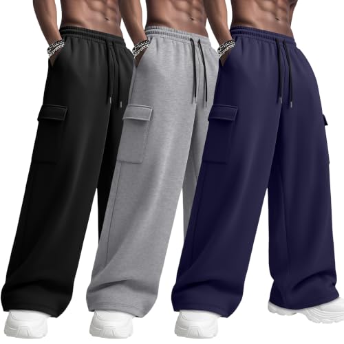 Neer Men's Baggy Cargo Sweatpants (3-Pack)
