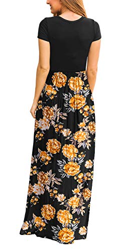 Image of DEARCASE Maxi Dress for Women Short Sleeve Casual Summer Loose Plain Comfy Long Dresses with Pockets
