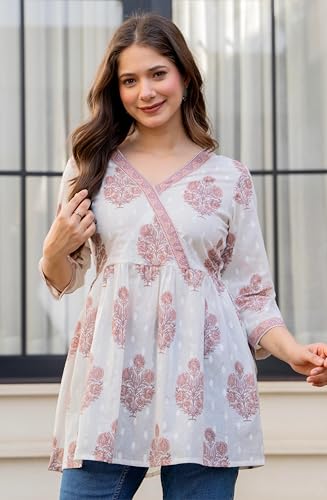 Image of rytras Women Pure Cotton Printed Tunic Top | Comfortable Everyday