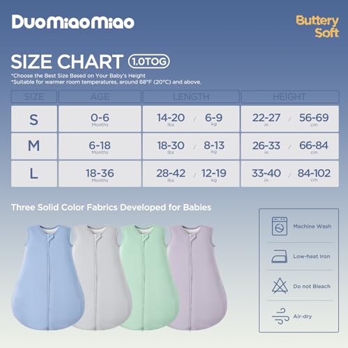 Image of Duomiaomiao Rayon Made from Bamboo Baby Sleep Sack 1.0 TOG, Buttery Soft Wearable blanket Baby, Baby Sleeping bag for Babies