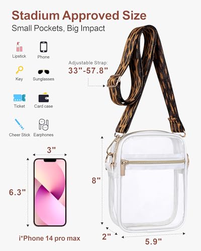 Image of PACKISM Clear Bag for Stadium Events - Clear Purses for Women Transparent Crossbody Messenger Bag for Concerts Game Day