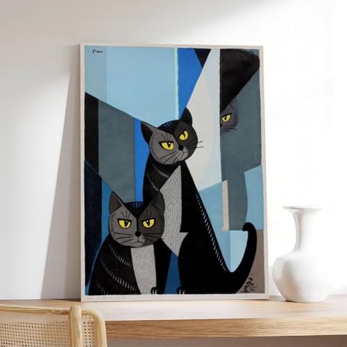 Toile Cats in Blue Inagaki Tomoo pour sublimer un mur de bureau