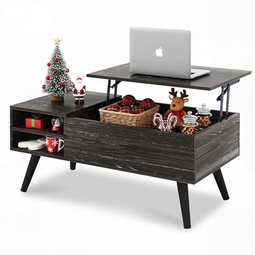 WLIVE Wood Lift Top Coffee Table with Hidden Compartment and