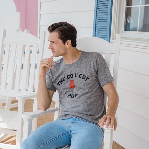 Crazy Dog Mens T Shirt Coolest Pop Fathers Day Tee Punny Humor Shirt Funny Dad Joke Tees World's Greatest Dad Popsicle Shirt Dark Heather Grey L