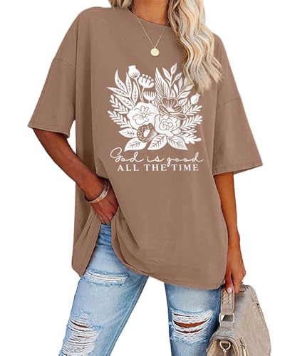 Oversized Tshirts for Women Flower Graphic Tees Short Sleeve Shirts 2025 Summer Casual Loose Fit Beach Tops