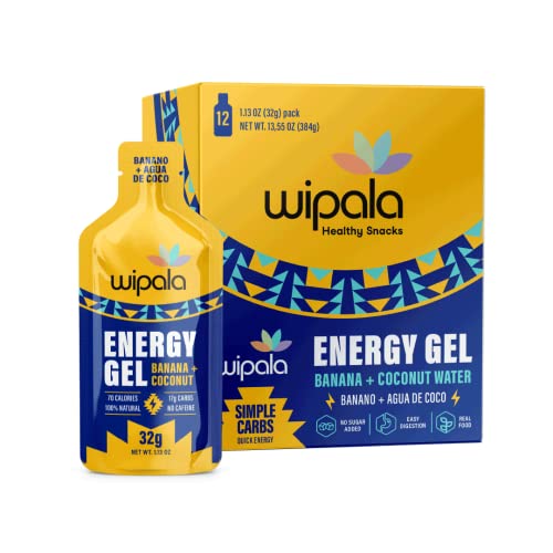 Wipala Energy Gel, Banana Coconut, 12 Pack - Caffeine Free,
