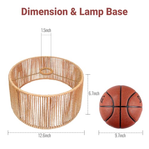 Image of Hanging Light Rattan Lamp Shades Boho Lamp Shade 12.6in x 6.7in