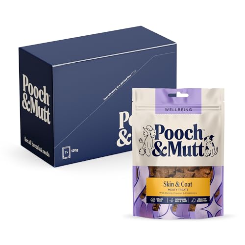 Pooch & Mutt - Getreidefreie Fleisch-Leckerlis für Hunde, Garnelen & Kokosnuss, 7x120 g