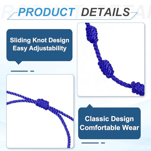 PATIKIL 10 Pcs Adjustable Cord Bracelet String, 7 Knot Good Luck Cord Handmade Braided String Protection for Women DIY DIY Wrist Jewelry Making, 13-26cm Long3