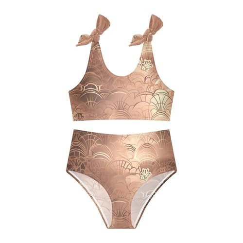 KLL Rose Gold Abstract Metallic Girls' Two Piece Bikini Sets Quick-Dry Beach Bathing Suit Bathing Suit3
