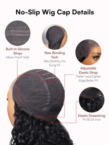 Image of Beauty Forever Bye Bye Knots No Slip Wig Balayage Brown 7x5 Lace Front Wig Human Hair Glueless Drawstring Wigs Loose Wave Face Framing Layers Curtain Bangs Pre Plucked Pre Cut 150% Density 20inch