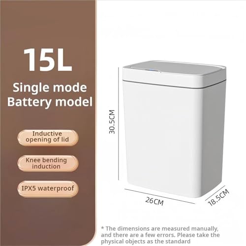 Bote de basura con sensor inteligente sin contacto de 15 litros para hogar y baño 3