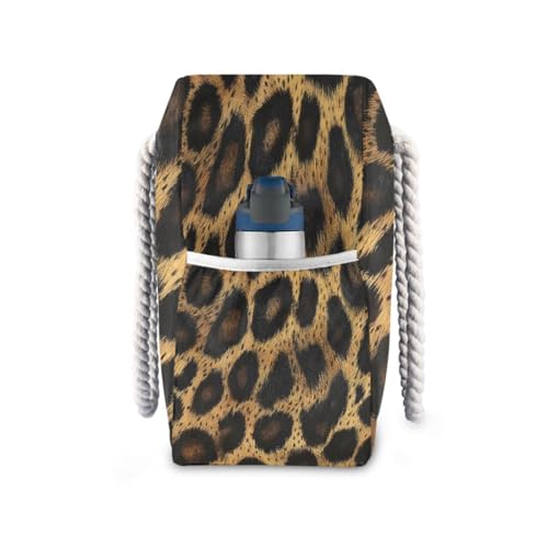 Leopard Print （2） Beach Bag & Travel Tote Bag Large Sandproof with Zipper Closure, Wet Pouch for Swim Gym Travel, Lightweight Foldable Outdoor Bag3