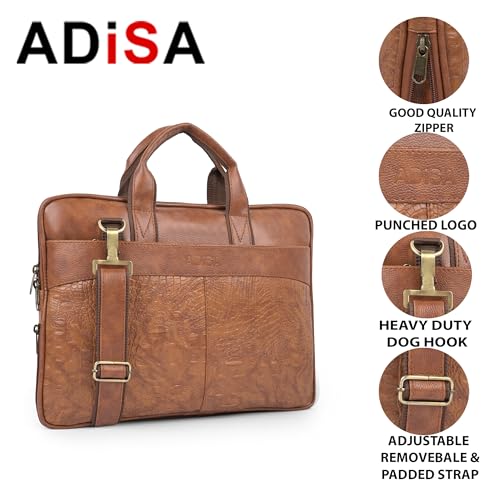 Image of ADISA Laptop Messenger Office Bag Briefcase for Work for Men (LB6056-TAN)