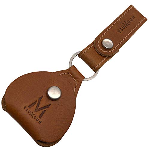 Handmade Leather Guitar Pick Holder - Rustic Belt Keychain Picks Holder for Guitar, Mandolin or Bass, Keep All Picks in One Place, Durable and Long-Lasting Guitar Accessory (Hazelnut Vintage)