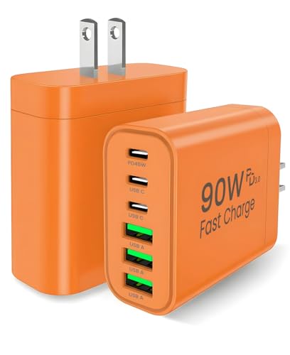Image of 90W GaN USB C Charger Block [2 Pack],6-Port USB C Wall Charger Fast Charging 45W PD Power Adapter for MacBook Air /iPad Pro /iPhone 17Pro Max /Samsung Galaxy S24 Ultra /Tabs for Home Travel
