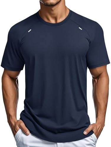 MAGCOMSEN Men's Dry Fit Shirts Mesh Short Sleeve Athletic Lightwe...