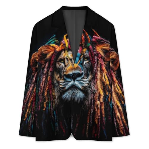 Reggae Lion Men's Slim Suit Long-Sleeve Prom Tuxedo Classic Two Button Business Jacket3