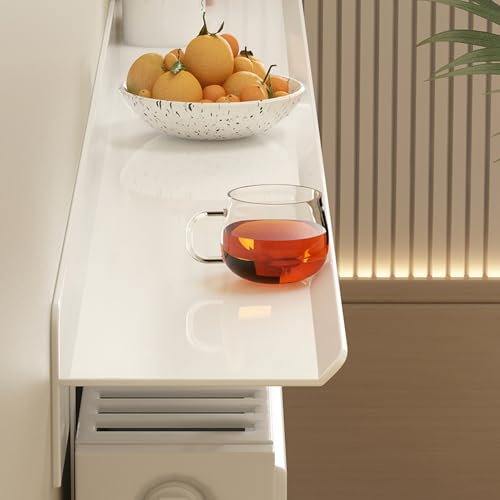 Moderno estante de radiador blanco, sin taladrar, a prueba de polvo y antihumo, cubierta flotante de calefacción de aleación de aluminio, maximiza el espacio de carga, soporta 55 libras (15 x 80 cm)