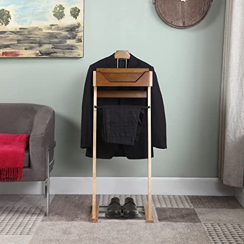 Valet Stand With Drawer Wardrobe Valet Wood Suit Valet Rack Freestanding Contour Hanger Trouser Shoe Rack Tie & Belt Stand Organizer Easy To Assemble For Both Living Room And Bed Ro #TOP3