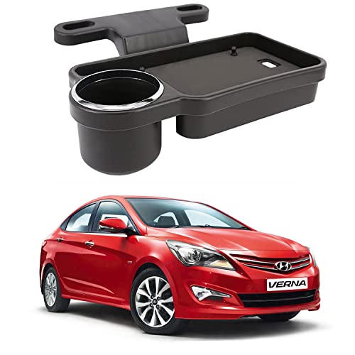 Image of Oshotto (FT-04) Foldable Car Auto Headrest Rear Back Seat Table Drink Food Cup Tray Holder Compatible with Hyundai Verna Fludic - Black