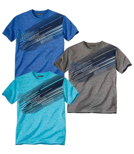 ATLAS FOR MEN - Pack de 3 Camisetas Hombre - T-Shirt de Manga Corta para Verano - Estilo Casual, Confortable y Atemporal - Ropa Básica Esencial - Disponibles en Tallas Grandes de la M hasta 5XL