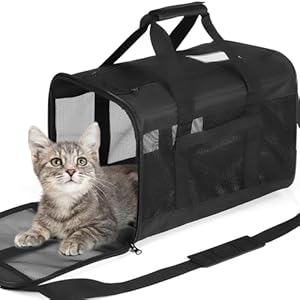 Cat Dog Pet Carrier for Medium to Large Cats (20+ lbs) and Small Dogs – Top Loading, Portable & Foldable Cat Travel Bag – Dual Kitten Sturdy Crate for Long Journeys – Holds Up to 15 lbs