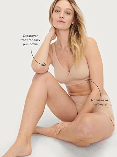 HATCH The Dream Feed and Sleep Bra - Wireless, No Hardware Nursing Bras - Maternity Bra with Crossover Front for Easy Nursing Accessibility - Breathable Premium Pima Cotton- Sand - Extra Large - Thumbnail 4