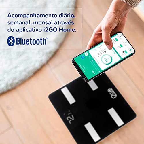 Balança Corporal Inteligente Bioimpedância Bluetooth Smart Scale Fit Preto I2GO - I2GO Home